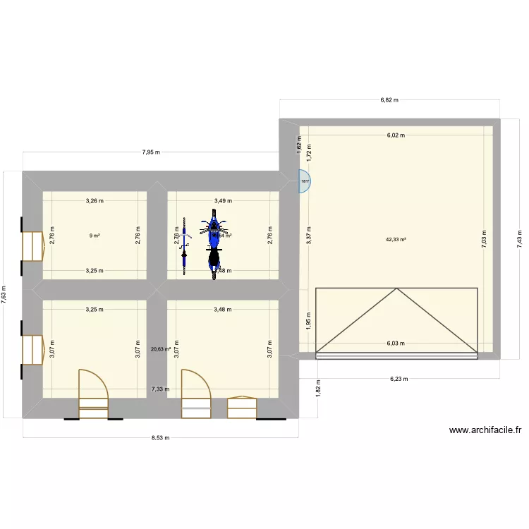 Manigod - étage 2 - couloir avnt -V2 chambre bis entrée + chambre. Plan de 11 pièces et 290 m² Manigod - étage 2 - couloir avnt -V2 chambre bis entrée + chambre. Plan de 11 pièces et 290 m²