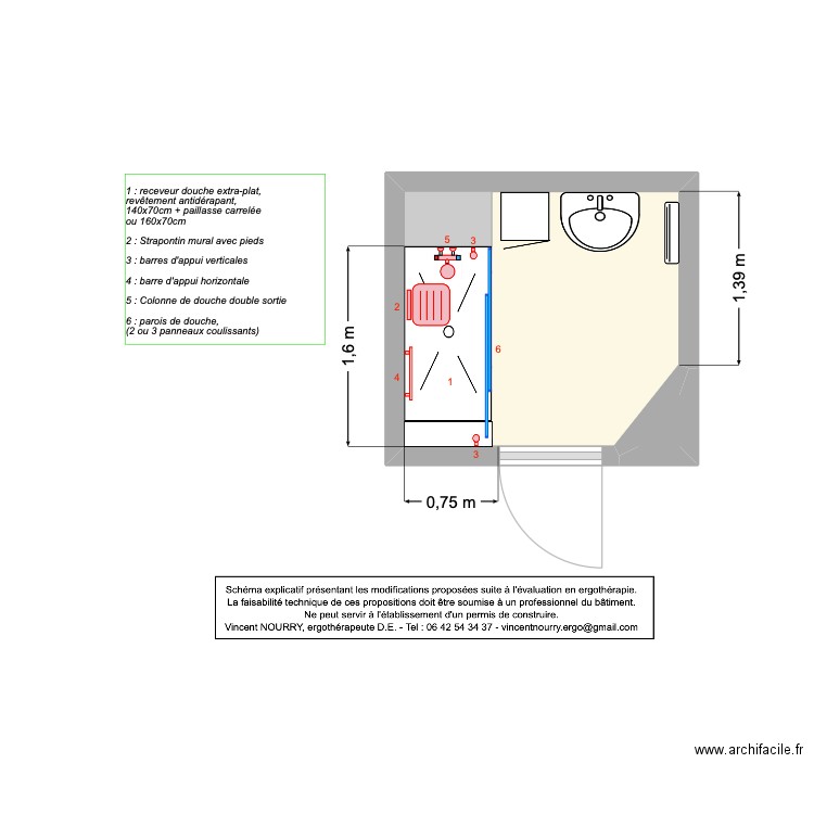 SDB Kenza N. Plan de 2 pièces et 4 m2