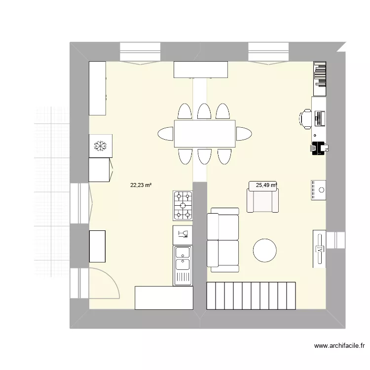 Maison2. Plan de 2  et 48 m²