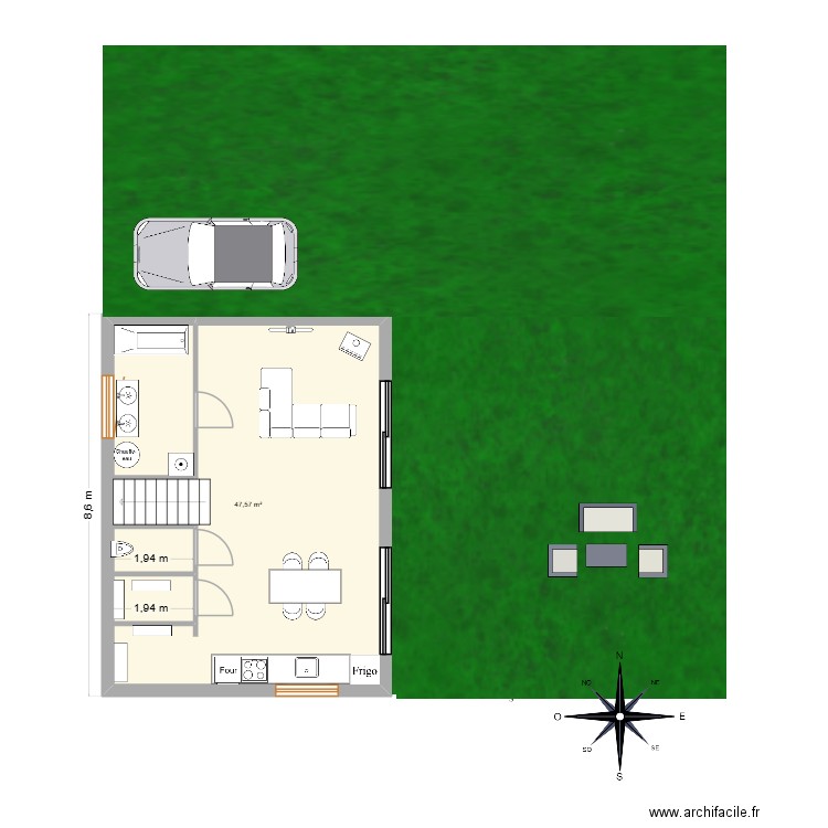 Grange 6c n°2. Plan de 4 pièces et 98 m2