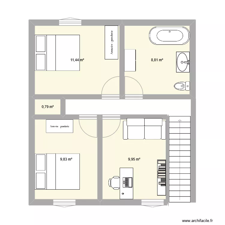 Plan Etage. Plan de 5  et 41 m²