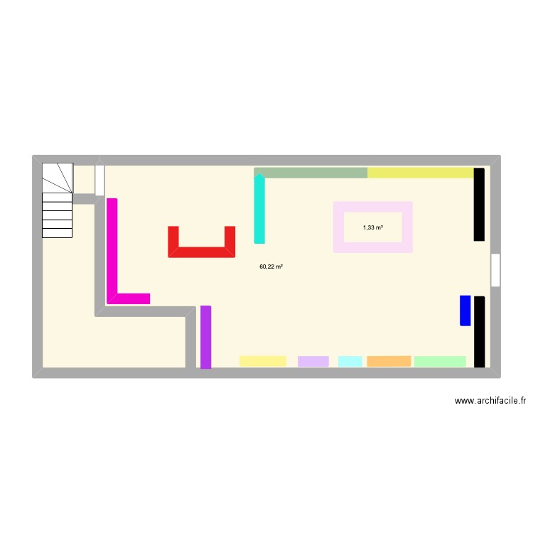 plan popo. Plan de 2 pièces et 64 m2