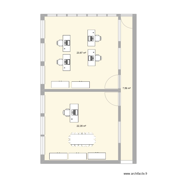 Bureau SAICA. Plan de 3 pièces et 54 m2