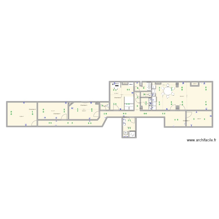 Brasserie 70 1er (9) electricité. Plan de 20 pièces et 138 m2