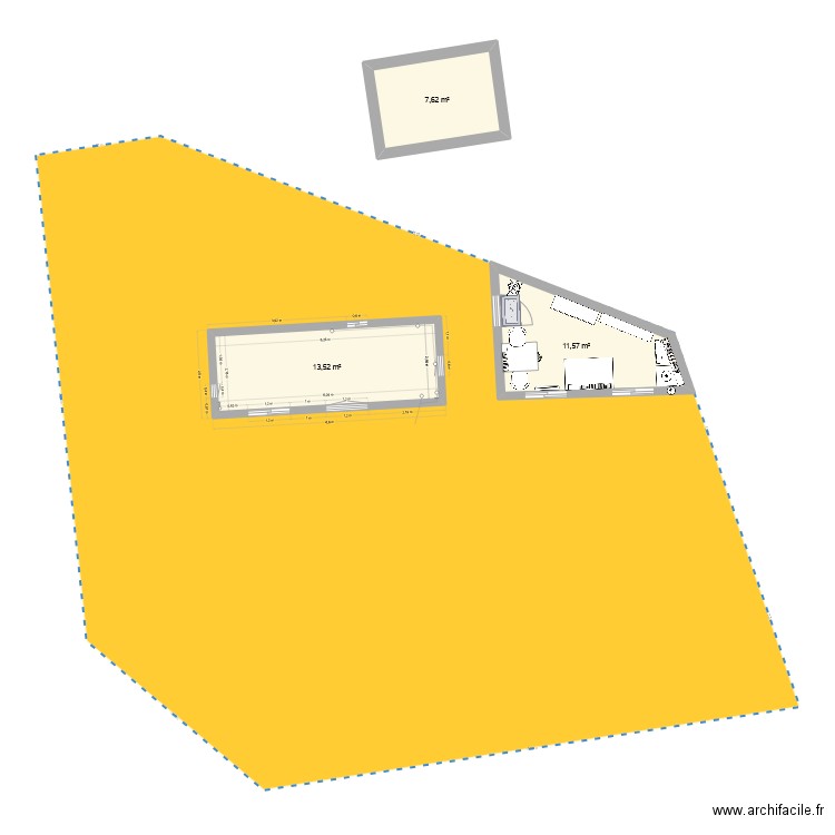 plan terrain. Plan de 4 pièces et 35 m2