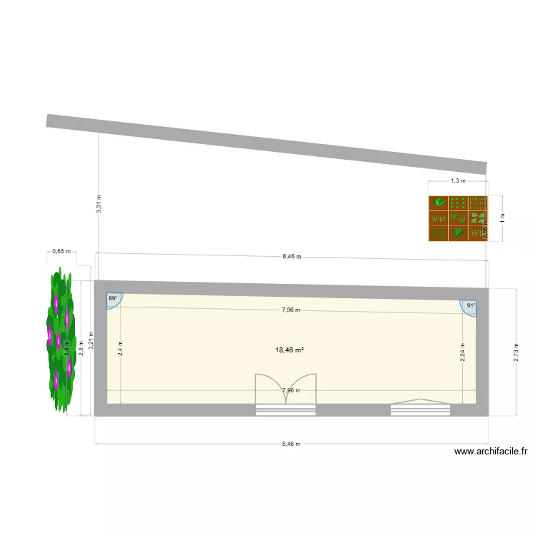 Terrasse maison test 1. Plan de 1 et 18 m² Terrasse maison test 1. Plan de 1 et 18 m²