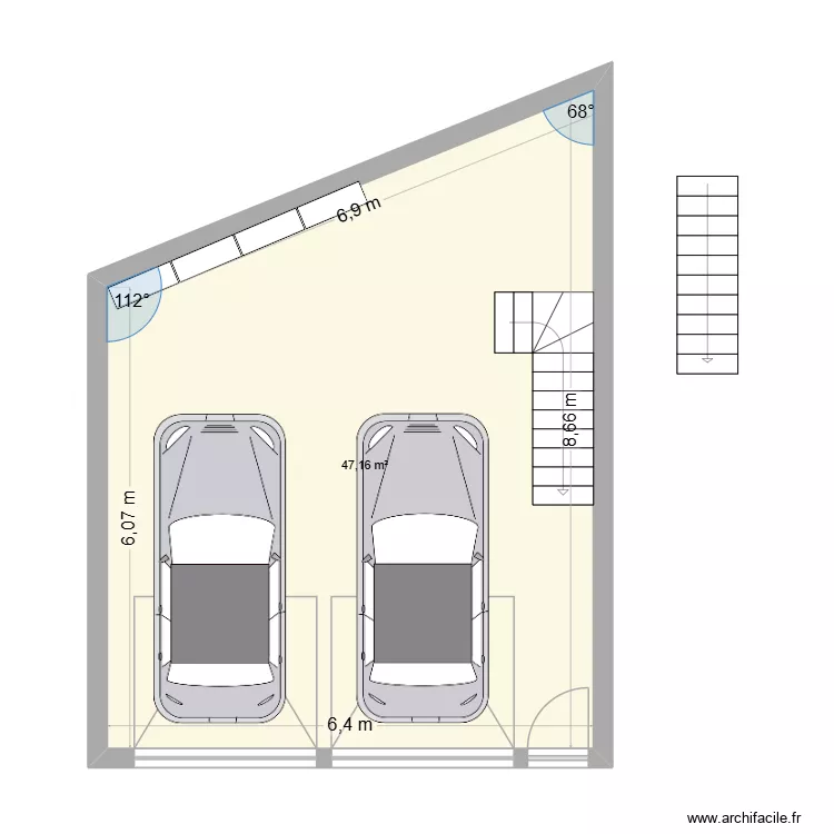 garage derniere version. Plan de 1  et 47 m²