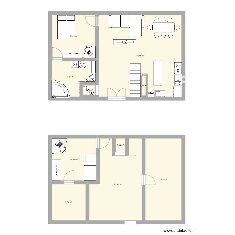 maison haguenaud. Plan de 11 pièces et 121 m2