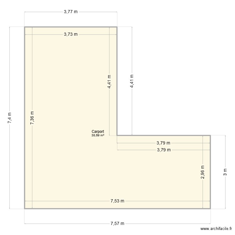 Carport Ori2. Plan de 1 pièce et 39 m2