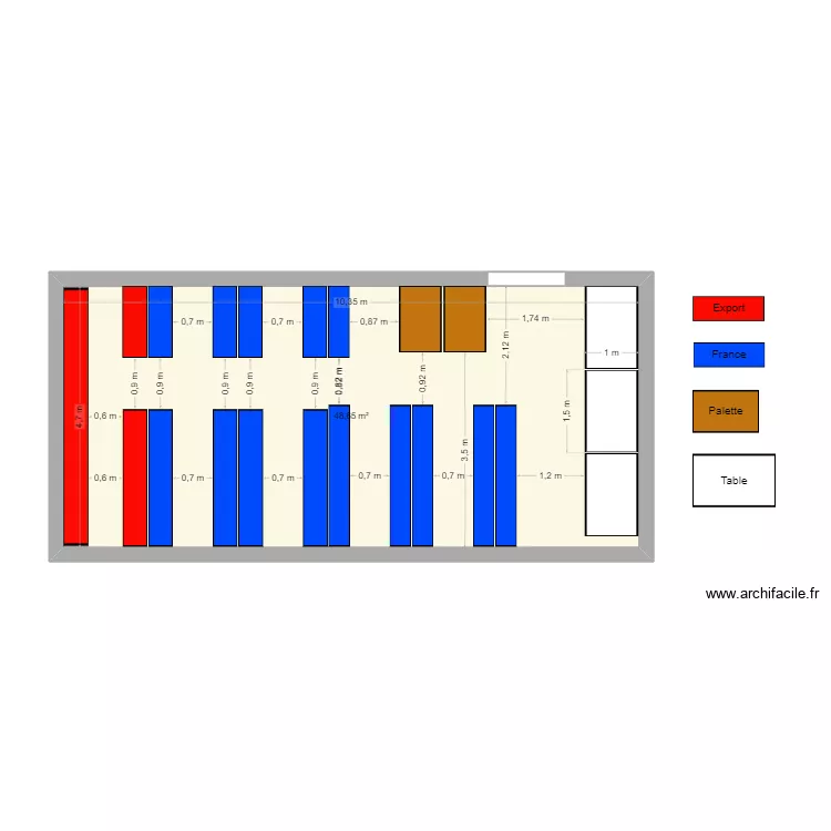 chambre froide. Plan de 1  et 49 m²