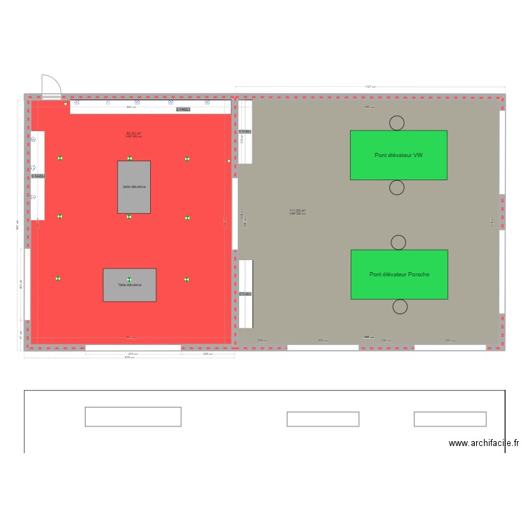 Salle BEV GSA - PDK. Plan de 2 pièces et 197 m2