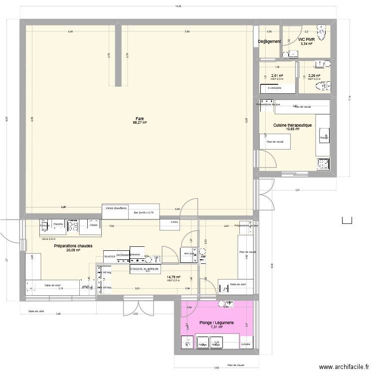 Cafétéria - Projet 7 Benjamin  copie Stephane. Plan de 9 pièces et 151 m2