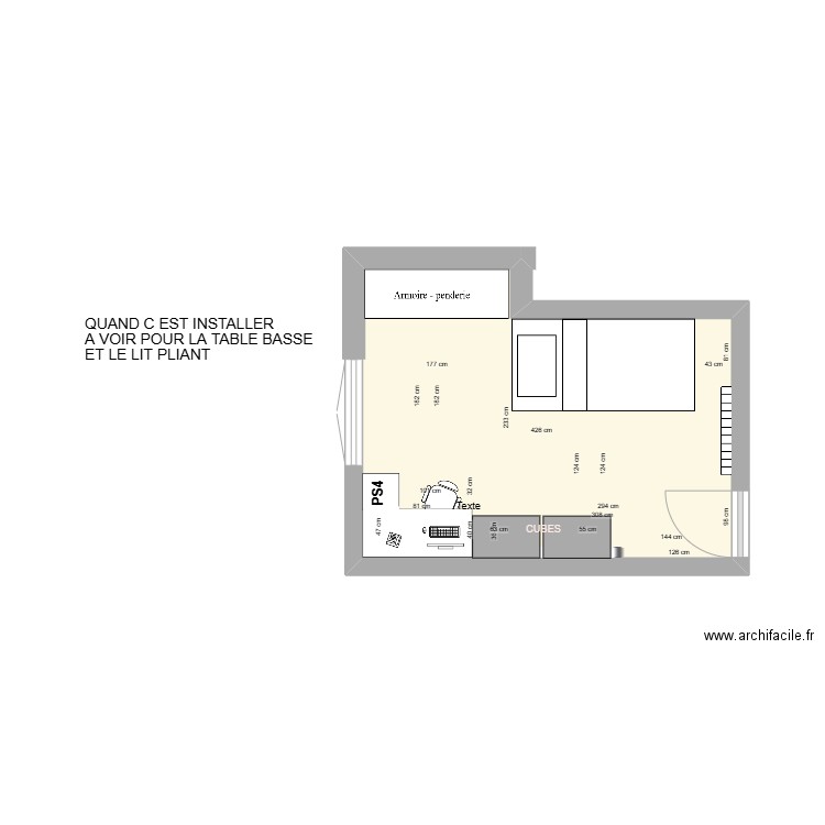 chambre loucas. Plan de 1 pièce et 14 m2