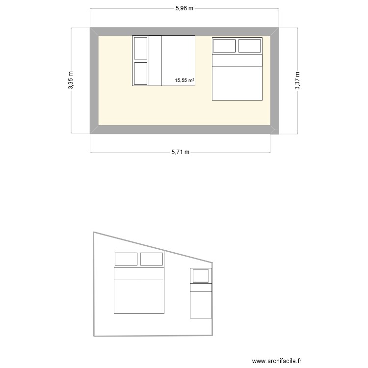 Rivedoux. Plan de 1 pièce et 16 m2