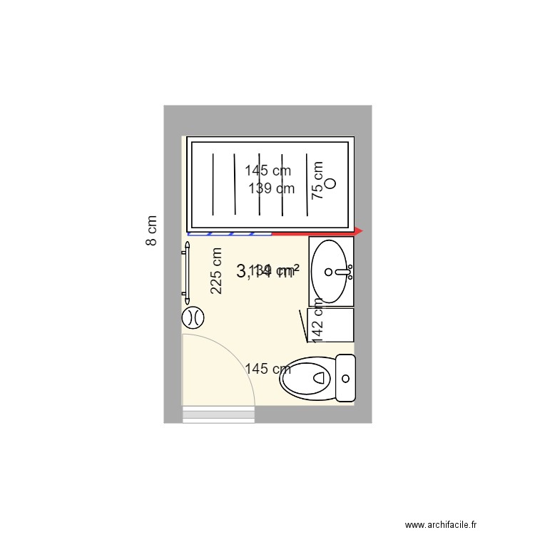 NANOU. Plan de 1 pièce et 3 m2