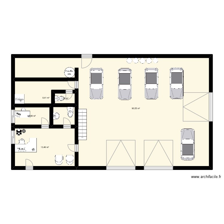 garage AD. Plan de 5 pièces et 117 m2
