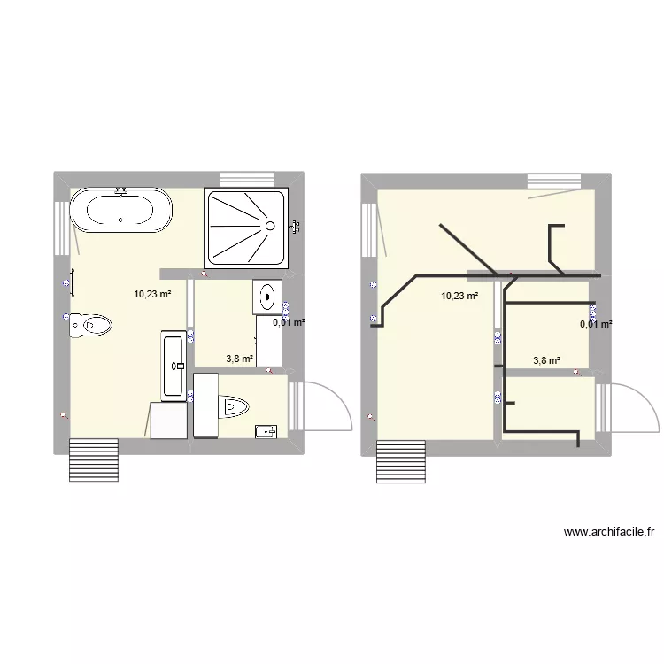 HARMEGNIES. Plan de 6  et 28 m²