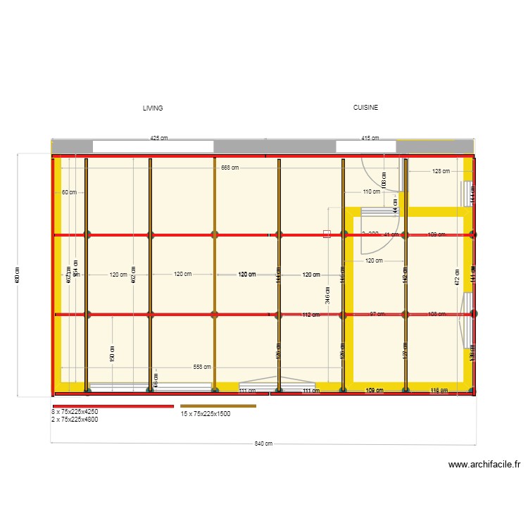 Projet Baton V6 implantation structure 03.02.26. Plan de 0 pièce et 0 m2