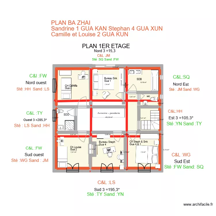 1er etage maison 11 avec calque FS. Plan de 