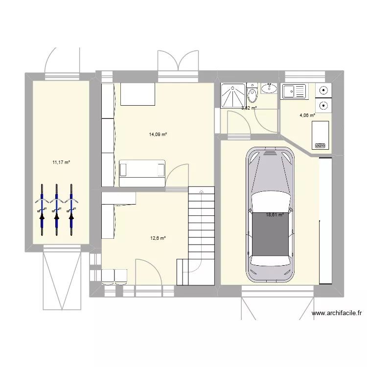 Cachan RDJ bis. Plan de 6  et 64 m²