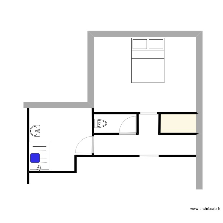 M. B. Plan de 1 pièce et 1 m2