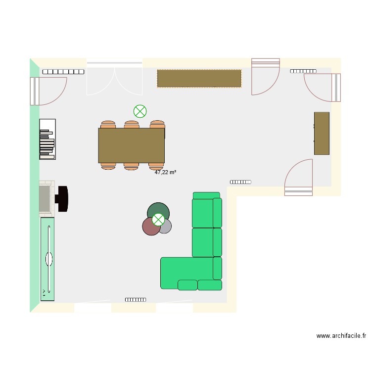 Modif salon Alain. Plan de 1 pièce et 47 m2