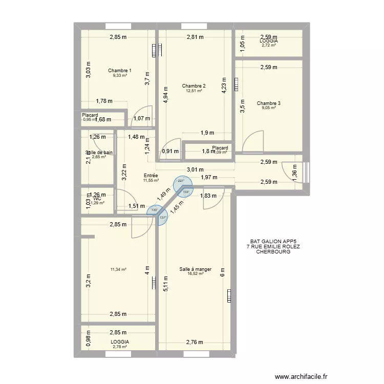 BAT GALION APP5. Plan de 12  et 82 m²