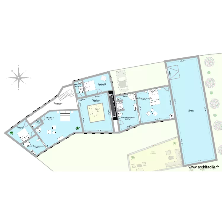 cadastre 2 avec etage. Plan de 25  et 689 m²