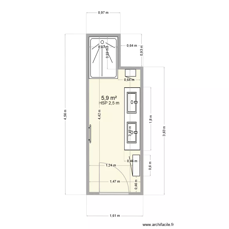 Heck. Plan de 1  et 6 m²