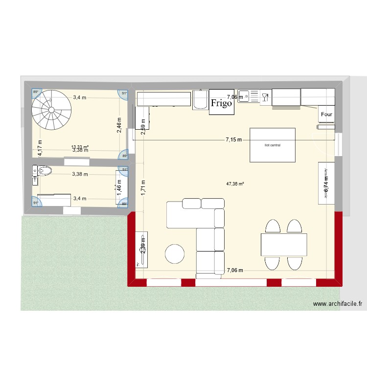 Agrandissement 3. Plan de 9 pièces et 130 m2