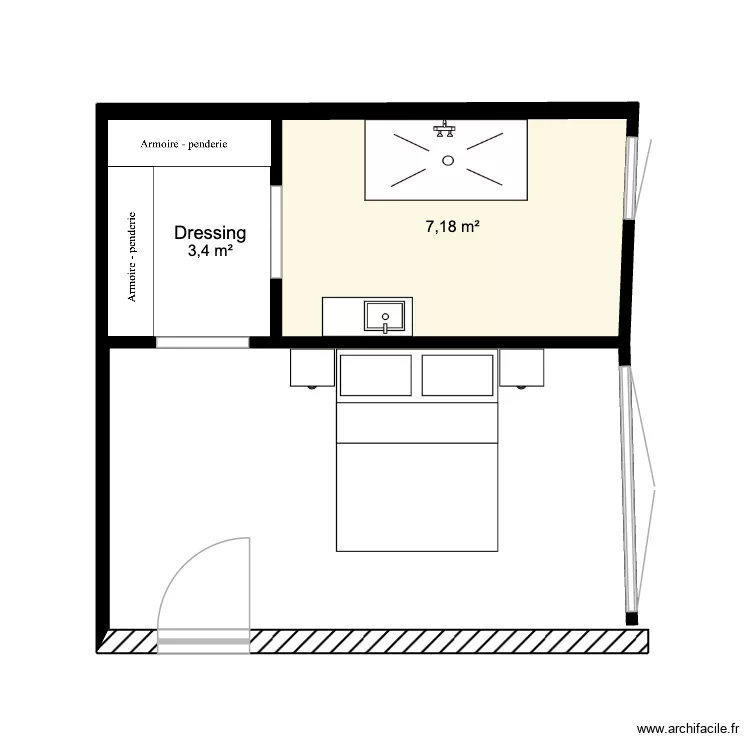 PLAN SUITE PARENTALE 1. Plan de 2  et 11 m²