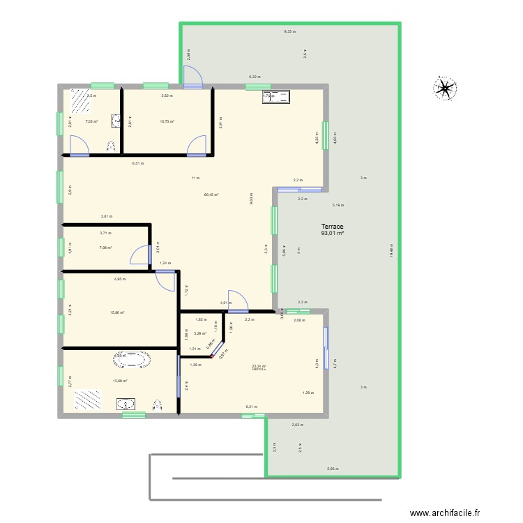 Plan maison plus petite avec plan incliné. Plan de 10 pièces et 380 m2