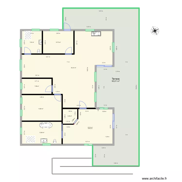 Plan maison plus petite avec plan inclin&eacute;. Plan de 
