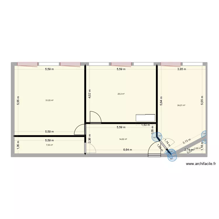 bureau caneranne v1. Plan de 
