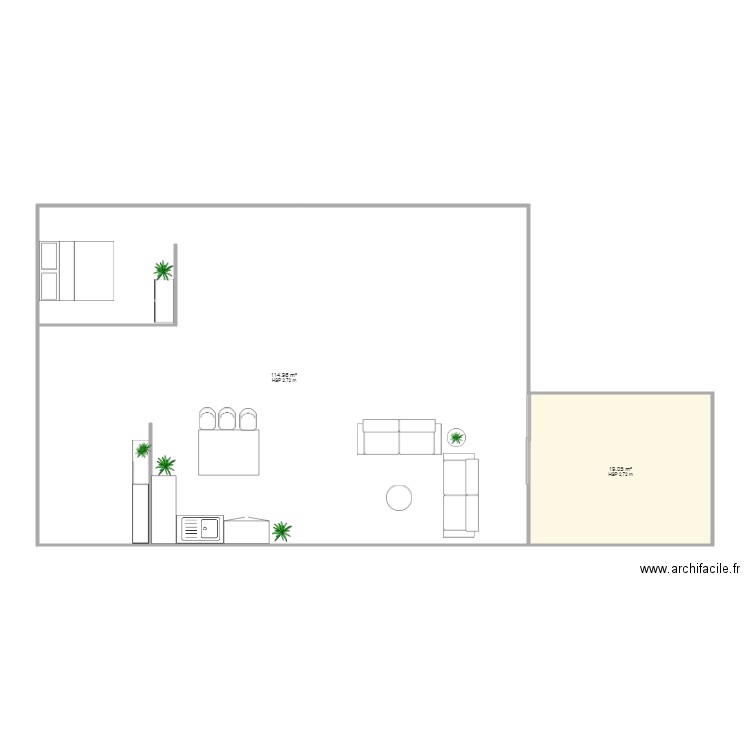 appartement lucie dans le futur. Plan de 2 pièces et 134 m2