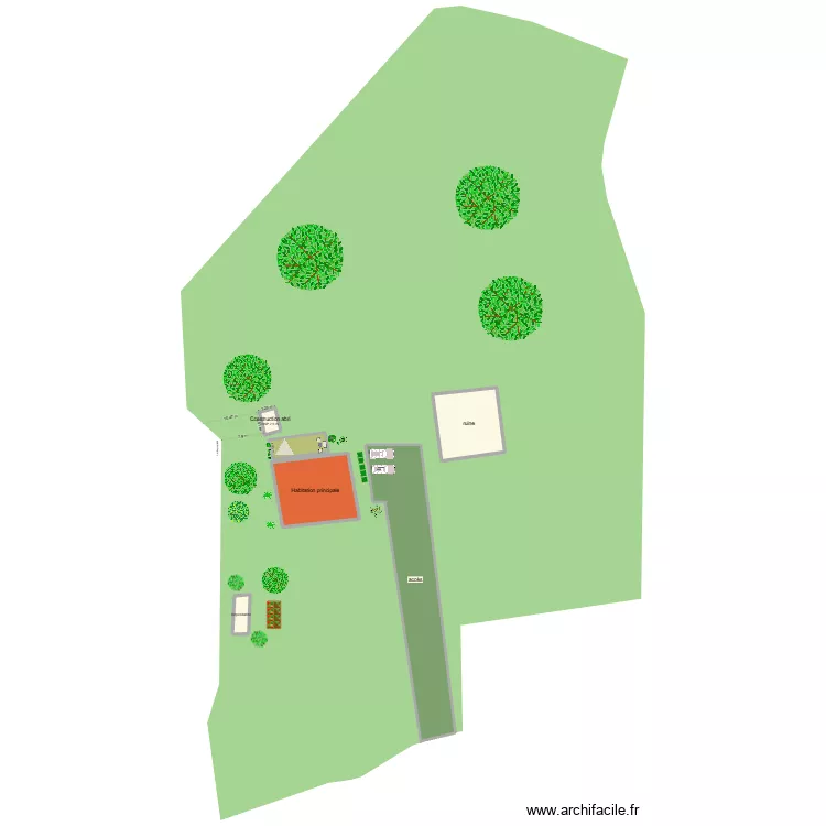 abri de jardin. Plan de 6  et 780 m²