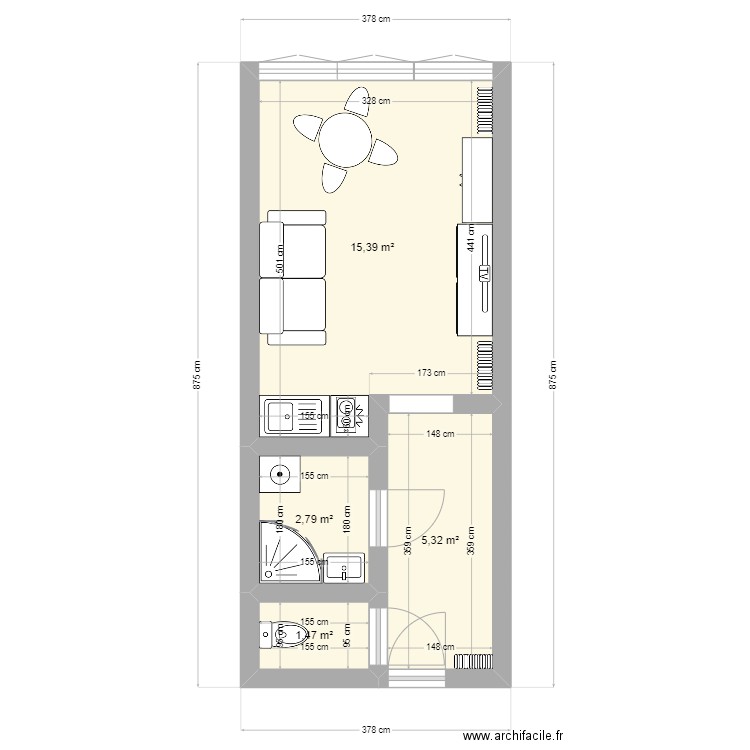 PRALOUP THOMAS. Plan de 4 pièces et 25 m2