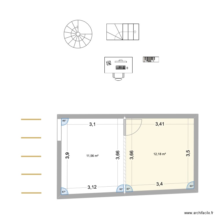 NRS 2ND. Plan de 2 pièces et 24 m2