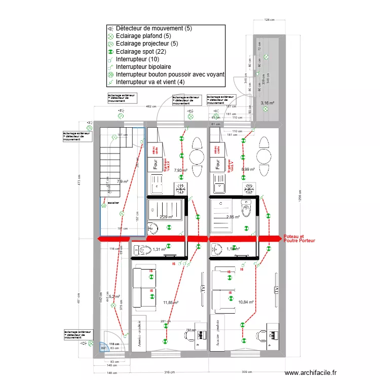 immeuble1 RDC Eclair V1 2 studios. Plan de 