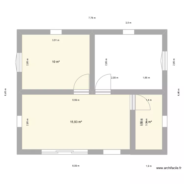 saint pierre 3. Plan de 3 Pièces et 30 m²