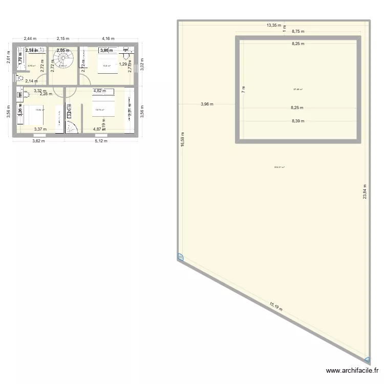 Etage maison 100m2. Plan de 7 et 376 m² Etage maison 100m2. Plan de 7 et 376 m²