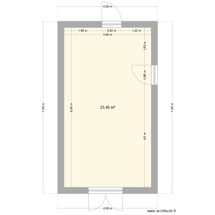 cellier. Plan de 1 pièce et 23 m2