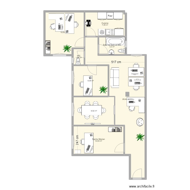 Velazquez_73 v3. Plan de 8 pièces et 81 m2