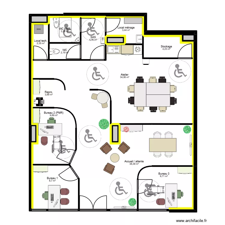 B&eacute;ziers nv local - v3.2. Plan de 20 pièces et 127 m²