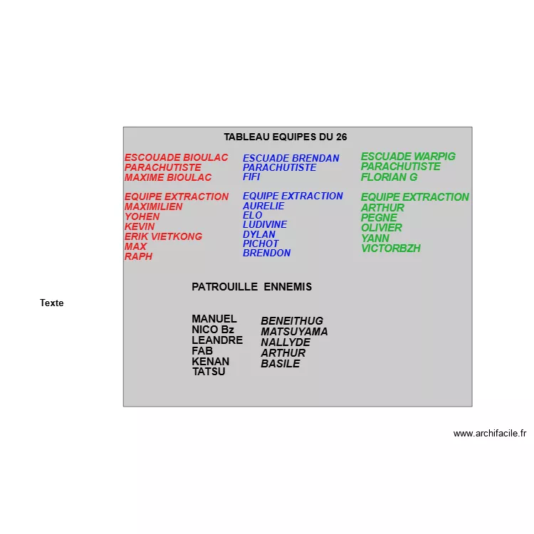 BRANCARD duel. Plan de BRANCARD duel. Plan de