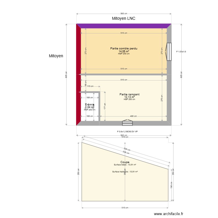 BREDARIOL. Plan de 3 pièces et 28 m2