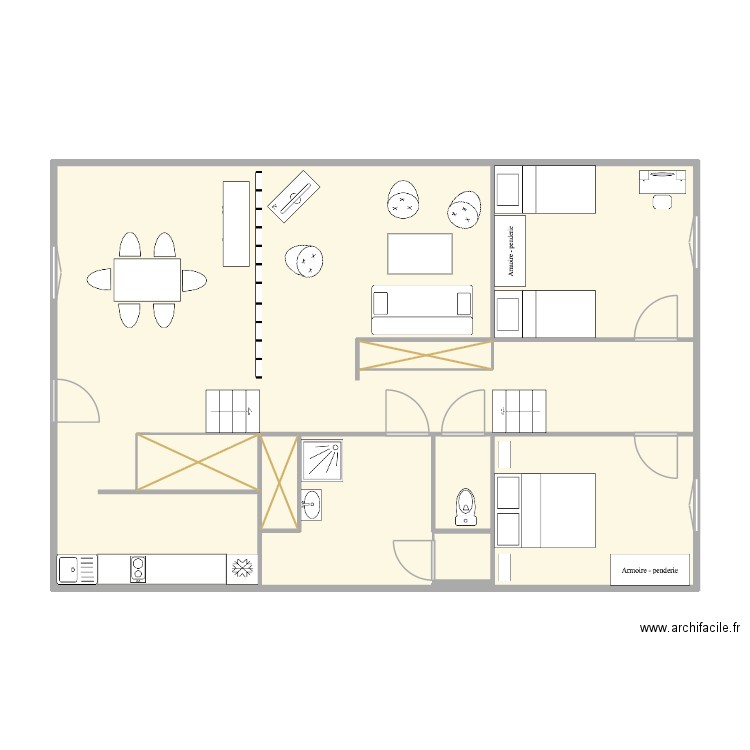 Gîte Là Haut. Plan de 7 pièces et 92 m2