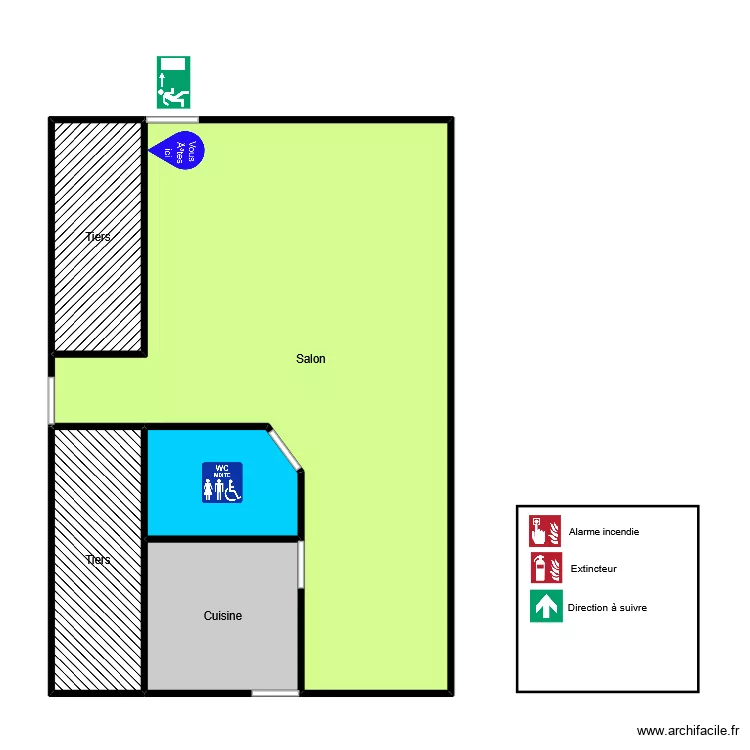 Plan d\'&eacute;vacuation L\'Atelier Coiffure Par Morgane. Plan de 5  et 82 m²