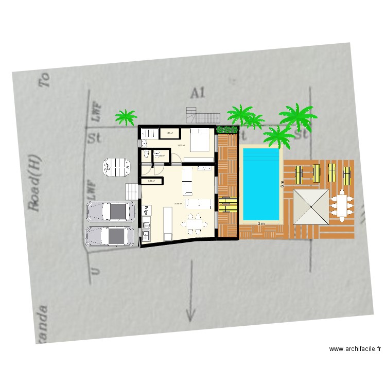 hikka  3ch rez. Plan de 5 pièces et 56 m2