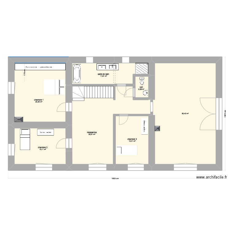 Belverne étage 20/05/24. Plan de 7 pièces et 150 m2